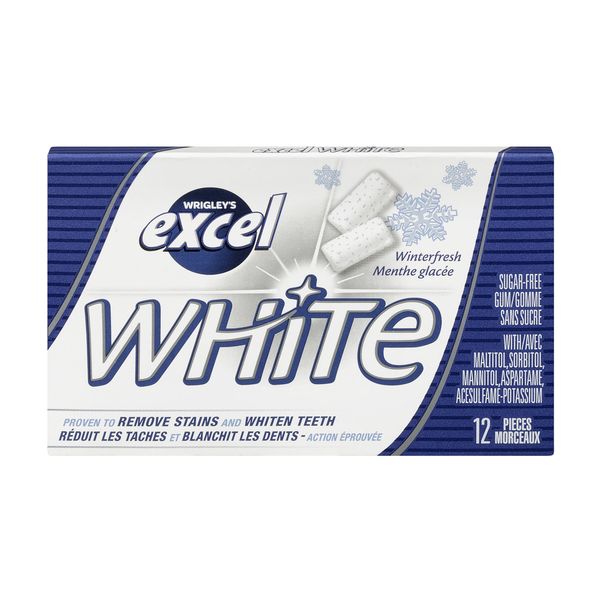 Excel White Sugar Free Winterfresh Gum, 12 pieces