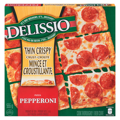 Delissio Frozen Pepperoni Thin Crispy Crust Pizza, 555 g