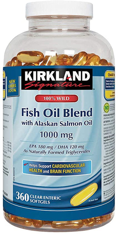 Kirkland Fish Oil Blend With Alaskan Salmon Oil 1000 mg, 360 ct