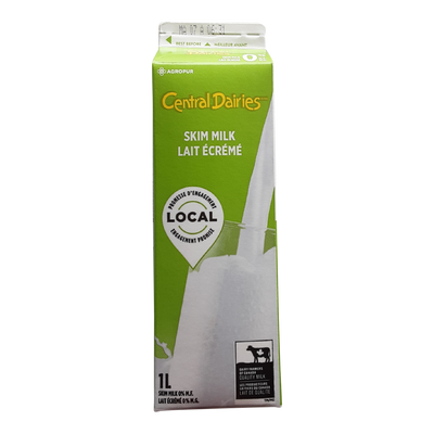 Central Dairies Skim Milk, 1 L