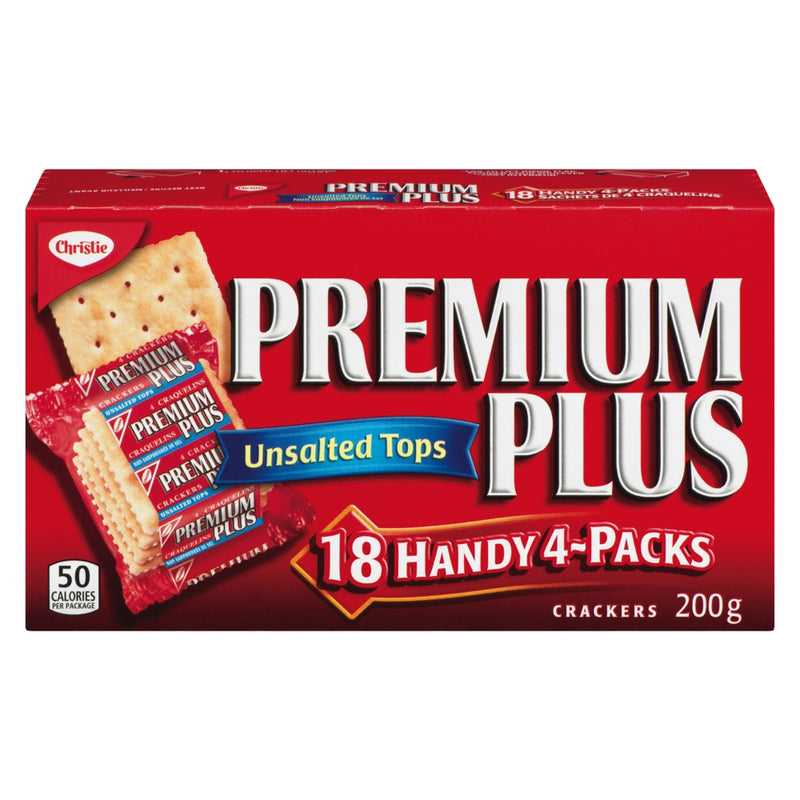 Premium Plus Unsalted Tops Crackers, 18 count, 200 g