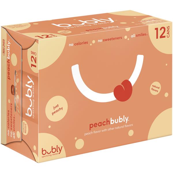 Bubly Peach Sparkling Water, 12 x 355mL