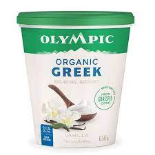 Olympic Organic Vanilla Greek Yogurt, 650 g