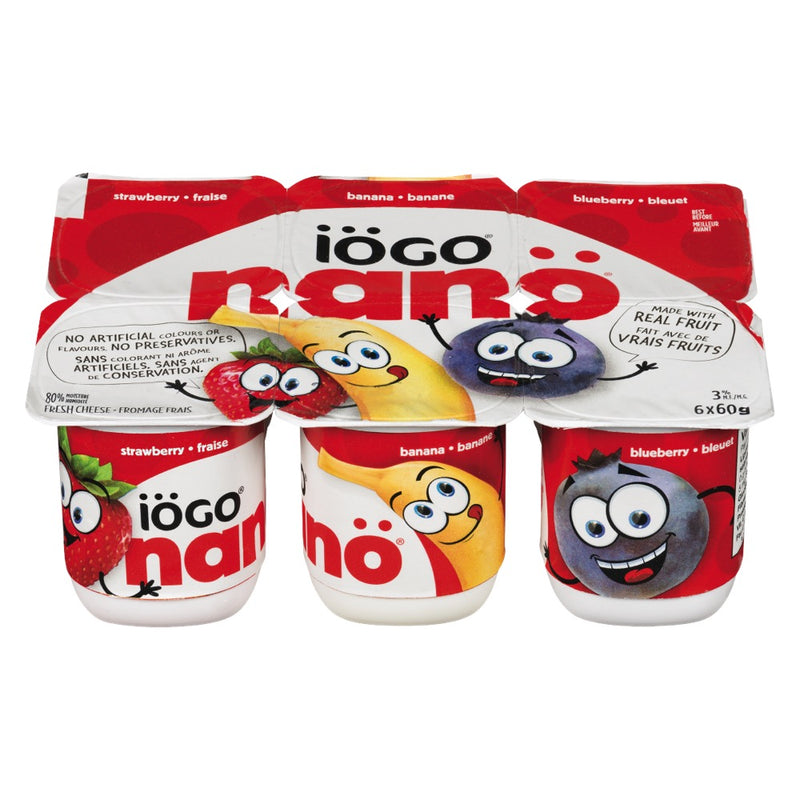 Iogo Nano Yogurt Strawberry/Banana/Blueberry, 360 g