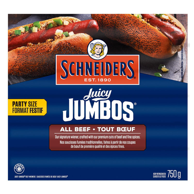 Schneiders Juicy Jumbos All Beef Hot Dogs, 750 g