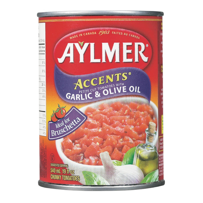 Aylmer Accents Petite Cut Tomatoes With Garlic & Olive Oil, 540 mL
