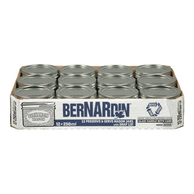 Bernardin Preserve & Serve Mason Jars With Snap Lid, 12 x 250 ml