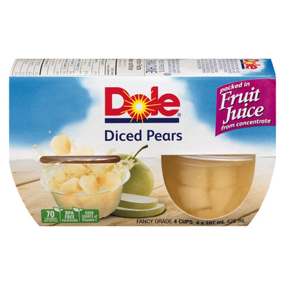 Dole Diced Pears In Fruit Juice, 428mL   (4 x 107mL)