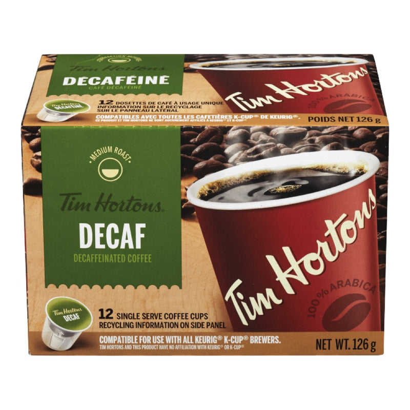 Tim Hortons Decaffeinated Coffee, 126g  (12ct)