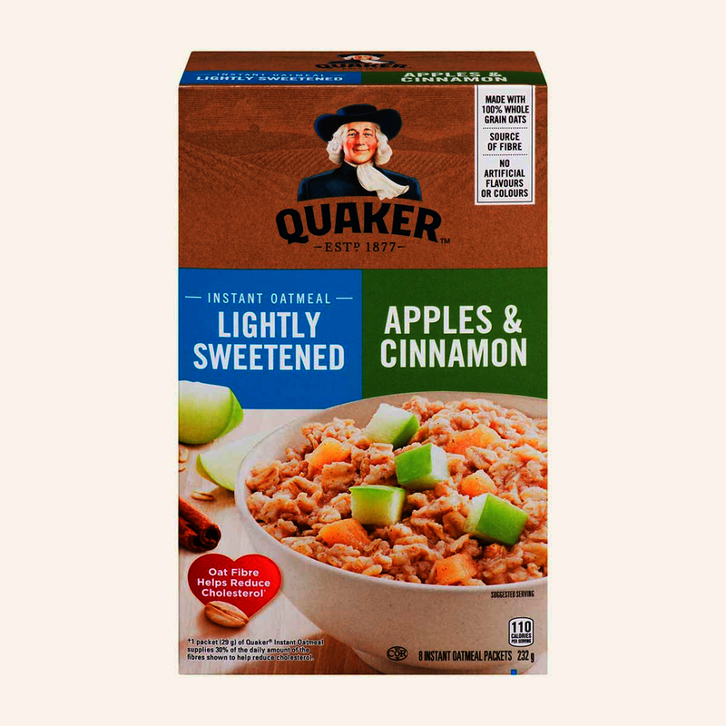 Quaker Instant Oatmel Lightly Sweetened Apple Cinnamon, 232 g
