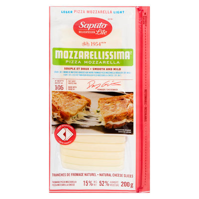 Saputo Mozzarellissima Light Pizza Mozzarella Sliced Cheese, 200 g