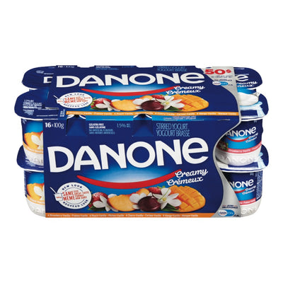 Danone Creamy Strawberry/Peach/Cherry/Mango, 16 x 100 g
