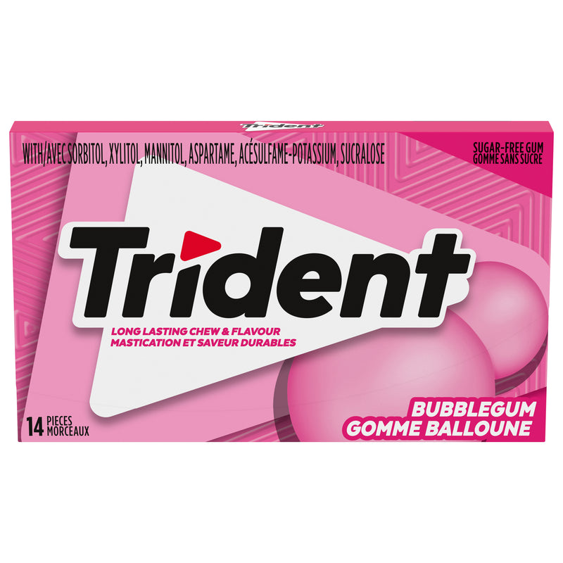 Trident Sugar Free Bubblegum Gum, 14 pieces