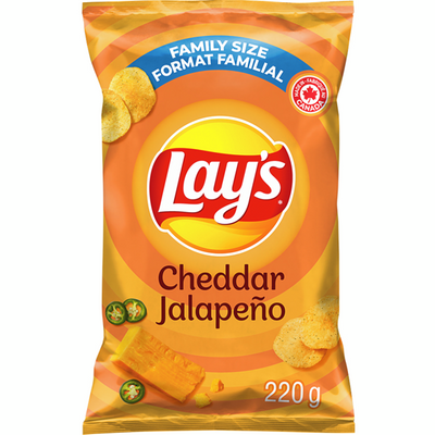 Lay's Cheddar Jalapeño Flavored Potato Chips, 220 g