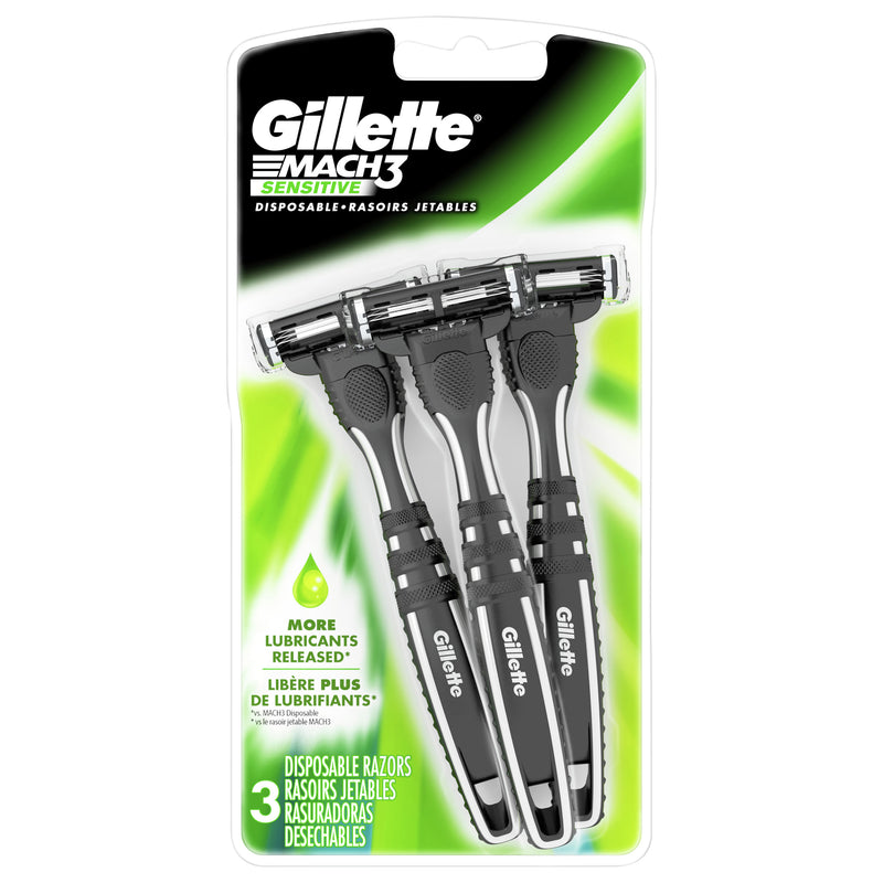 Gillette Mach 3 Sensitive Disposable Razors, 3 count