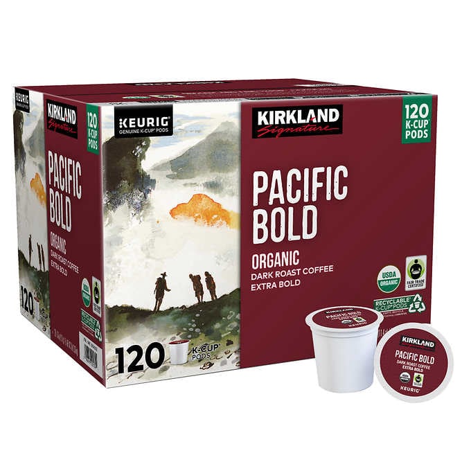 Kirkland Pacfic Bold Orgniac Dark Roast Extra Bold K Cups, 120 ct