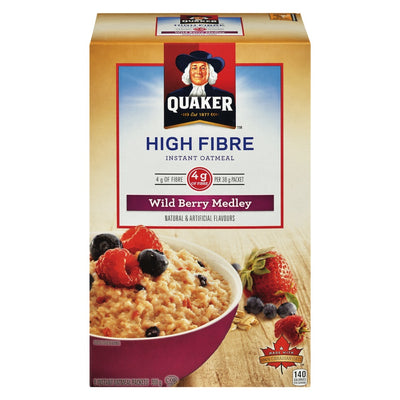 Quaker High Fibre Wild Berry Medley Instant Oatmeal, 300 g