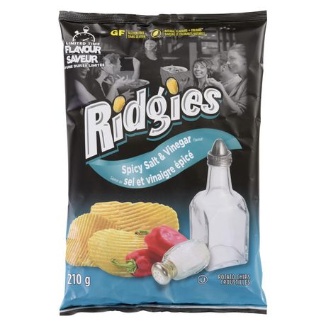 Ridgies Spicy Salt & Vinegar Flavoured Potato Chips, 210 g