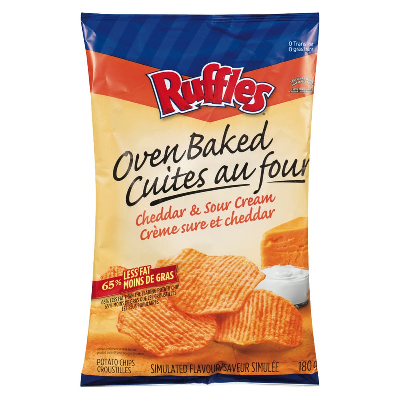 Ruffles Oven Baked Cheddar & Sour Cream Potato Chips, 180 g