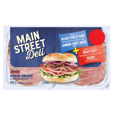 Main Street Deli Smoked Black Forest Ham + Cooked & Seasoned Roast Beef, 400 g