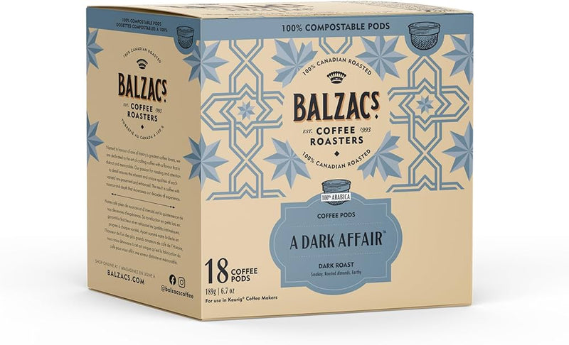 Balzac's A Dark Affair Stout Roast Coffee, 18 ct   (198 g)