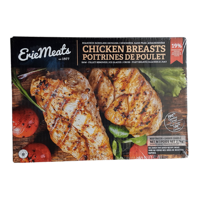 Erie Meats Seasoned Frozen Chicken Breasts, 2.7 kg