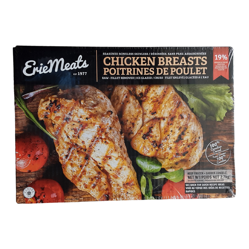 Erie Meats Seasoned Frozen Chicken Breasts, 2.7 kg