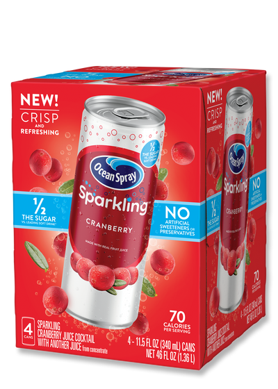 Ocean Spray Sparkling Cranberry Juice Cocktail, 4 x 340 mL