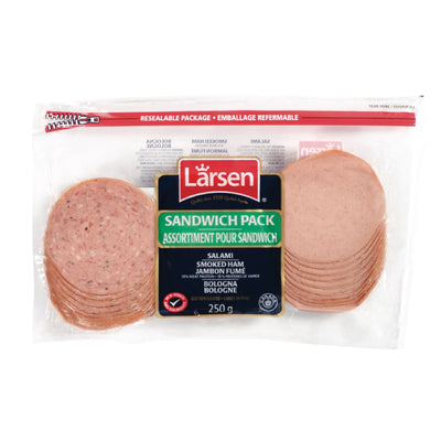 Larsen Sandwich Pack Salami Smoked Ham Bologna, 250 g