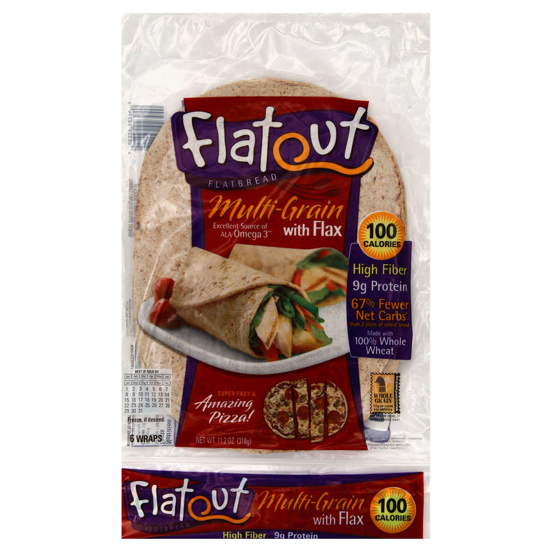 Flatout Flatbread Wraps Multi-Grain With Flax, 6 count, 318 g