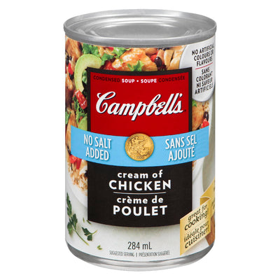 Campbell's Cream of Chicken No Salt Added Condensed Soup, 284 mL