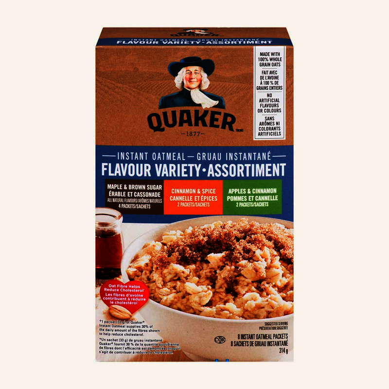 Quaker 3 Flavour Instant Oatmeal Variety Pack, 314 g