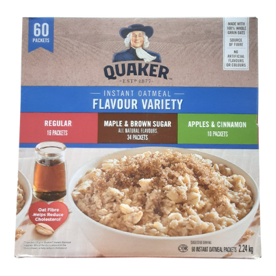 Quaker Instant Oatmeal Flavour Variety, 60 ct