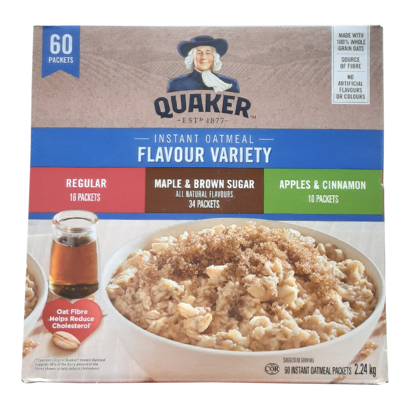 Quaker Instant Oatmeal Flavour Variety, 60 ct