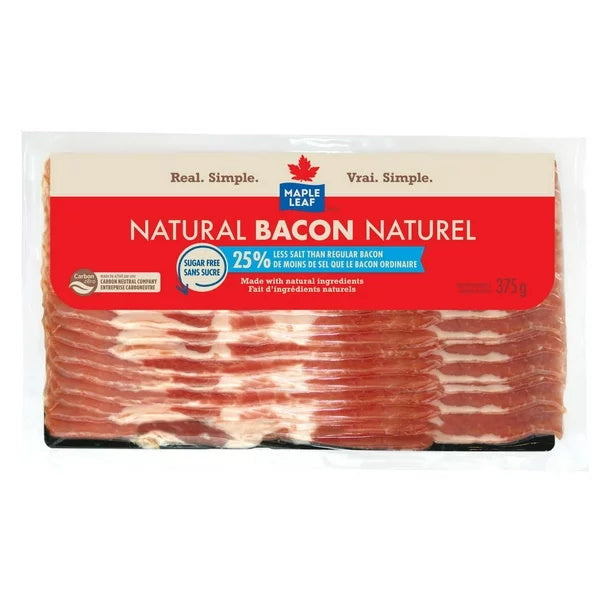 Maple Leaf 33% Less Salt Bacon, 375 g