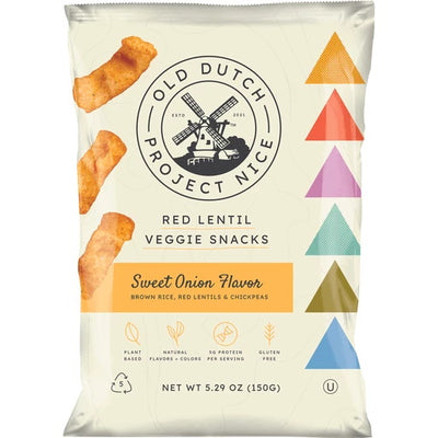 Old Dutch Project Nice Red Lentil Sweet Onion Flavor Veggie Snacks, 150 g