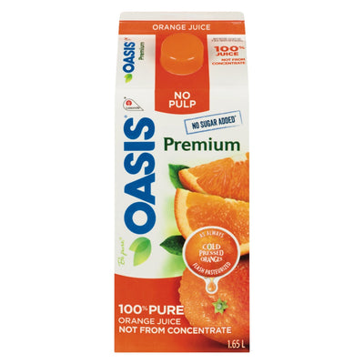 Oasis 100% Pure Orange Juice No Pulp Not From Concentrate, 1.65 l