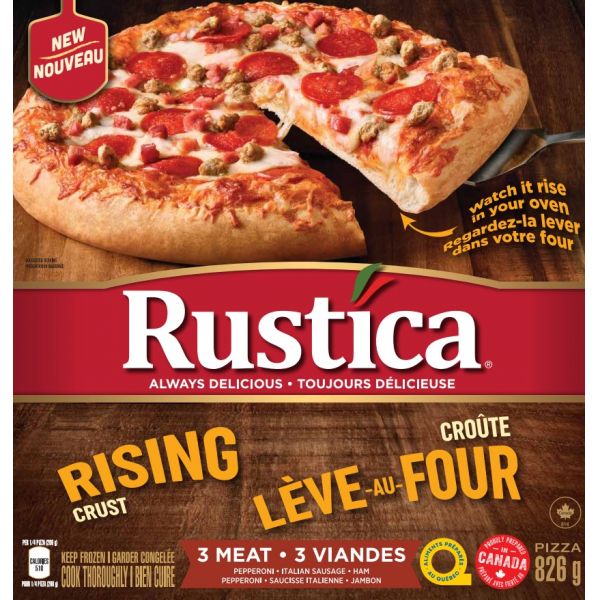 Rustica Rising Crust Three Meat Pizza, 826 g
