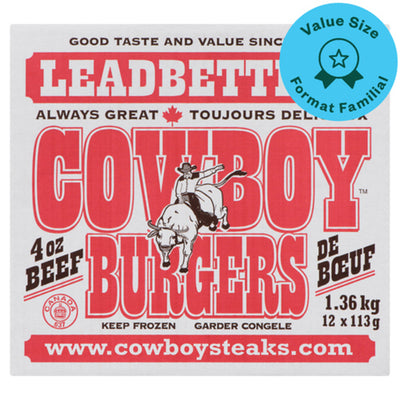 LeadBetters 4oz Cowboy Burgers, 1.36 kg