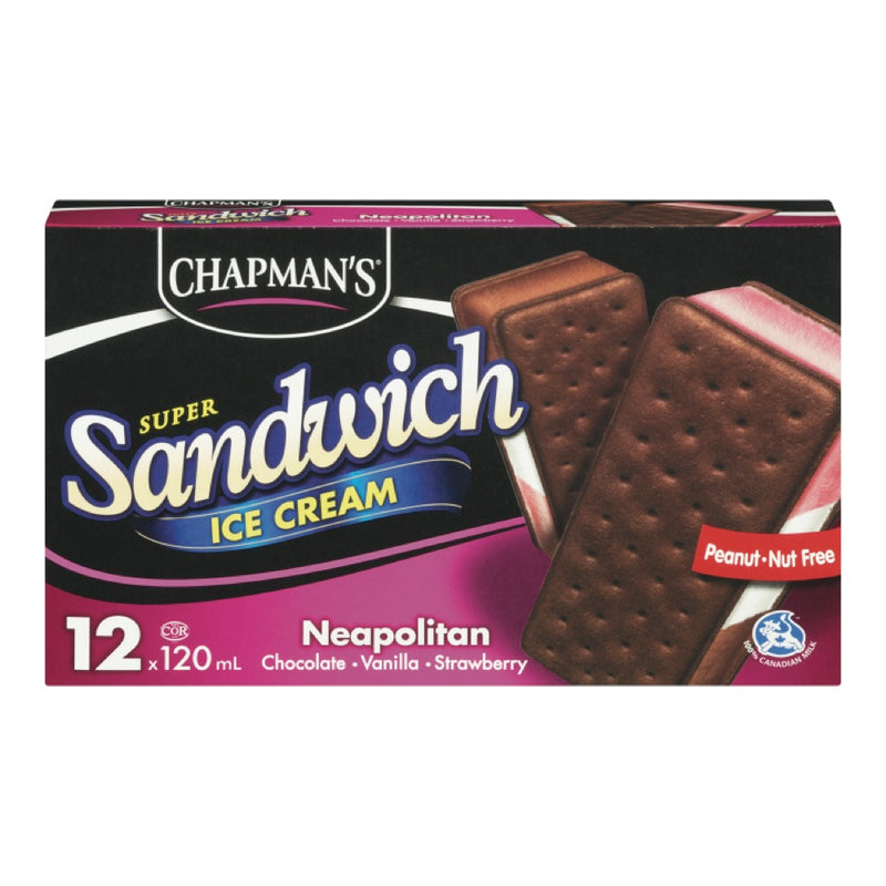 Chapman's Neapolitan Ice Cream Sandwiches, 12 x 120 ml