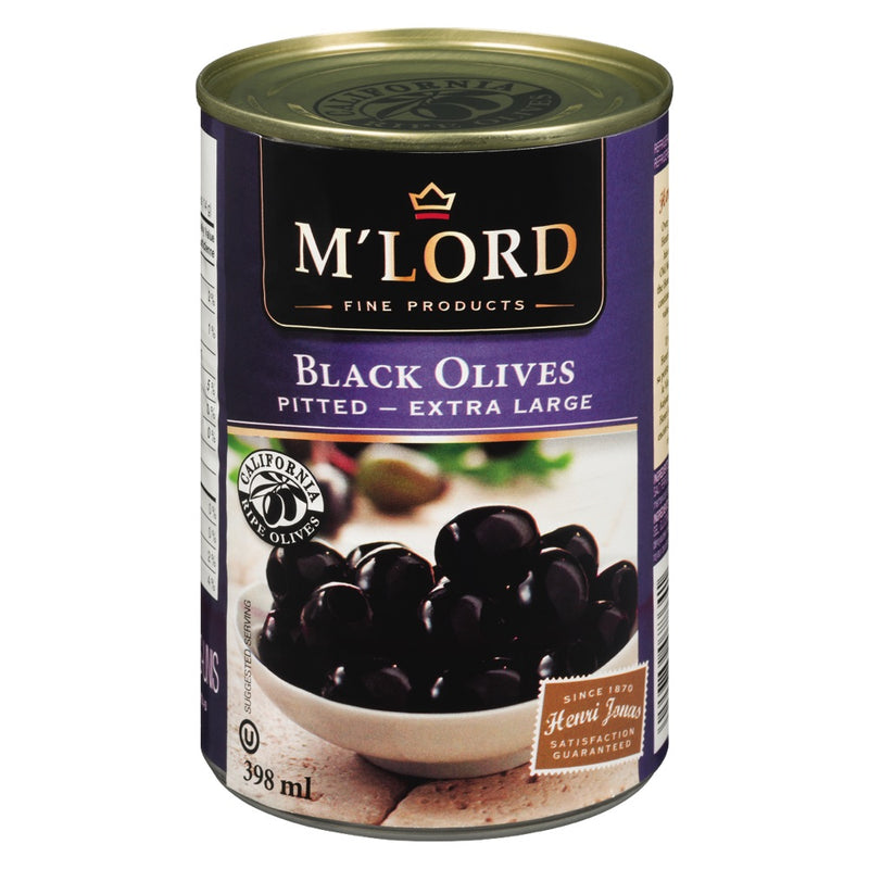 M'lord Extra Large Black Pitted Olives, 398 mL