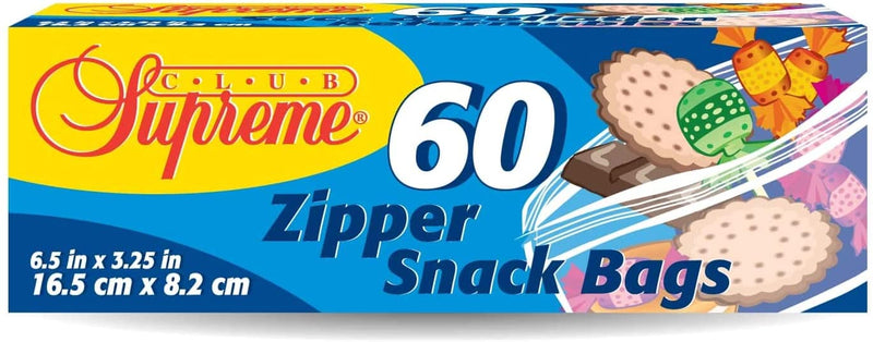 Club Supreme Zipper Snack Bags, 60 ct