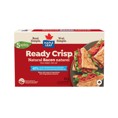 Maple Leaf Ready Crisp Bacon 50% Less Salt, 65 g
