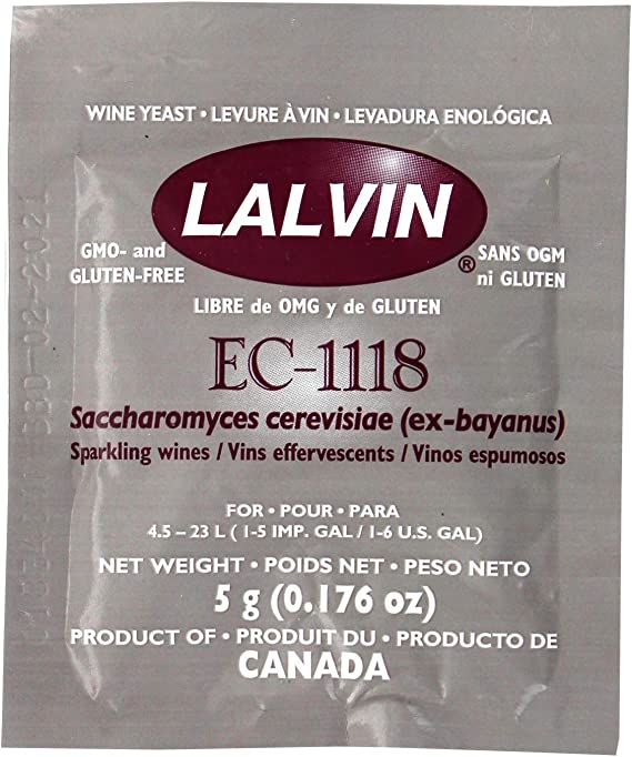 Lalvin Ec-1118 Gluten Free GMO Free Sparkling Wine Yeast, 5 g
