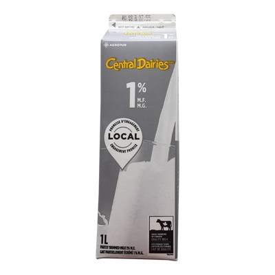 Central Dairies 1% Milk, 1L