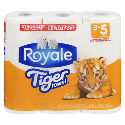 Royale Tiger Towels 2 Ply Half Sheet Paper Towels, 3 ct