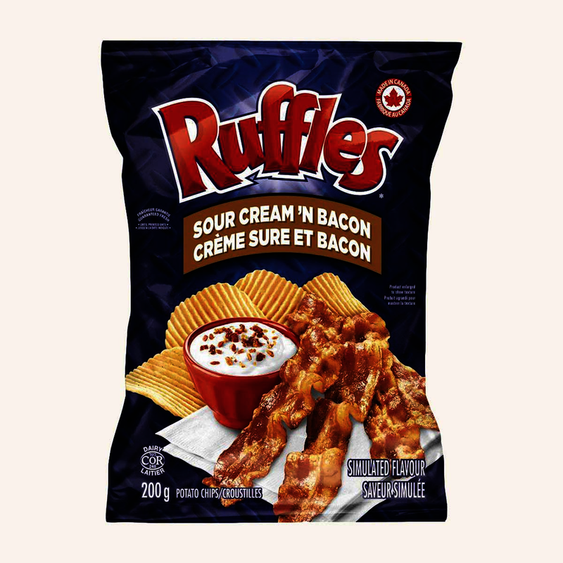 Ruffles Sour Cream & Bacon Chips, 200g