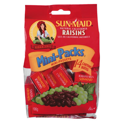 Sun-Maid Raisins Mini Packs, 196 g