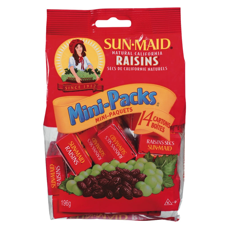 Sun-Maid Raisins Mini Packs, 196 g