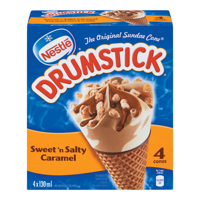 Nestle Drumbstick Sweet 'N Salty Caramel Cones, 130 mL, 4 ct